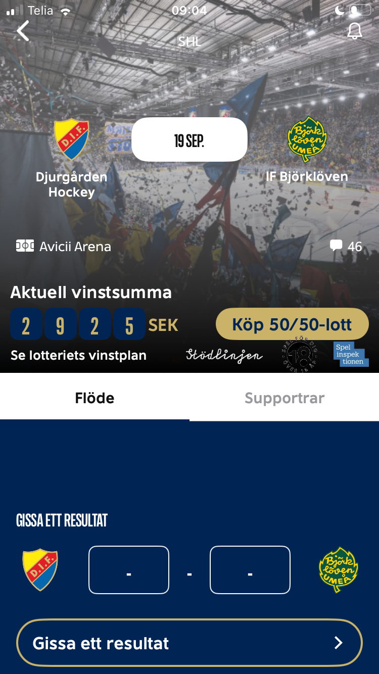 50/50 lottery on the match page